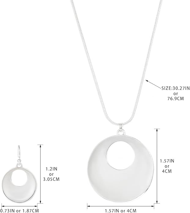 Madison Tyler Gold Plated Jewelry Set for Women | Silver Teardrop Pendant Necklace Trendy | Long Necklace with Snake Chain | Fashion Dangle Earring Set