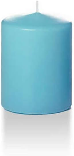 yummi 2.25" x 3" Caribbean Blue Slim Round Pillar Candles - 4 per Pack