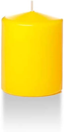 yummi 2.25" x 3" Bright Yellow Slim Round Pillar Candles - 4 per Pack