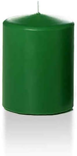Yummi 2.25" x 3" Hunter Green Slim Round Pillar Candles - 4 per pack