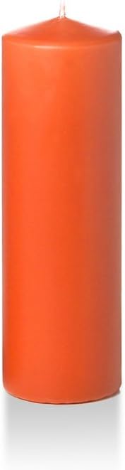 yummi 2.25" x 7" Bright Orange Slim Round Pillar Candles - 4 per Pack