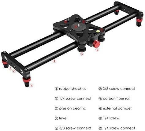 Zecti Camera Slider 24"/60 cm Adjustable Carbon Fiber Camera Dolly Track Slider Video Stabilizer Rail for Camera DSLR Video Movie Photography Camcorder Stabili & Phone, Black