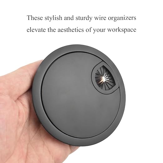 HAHIYO 1Pcs 3.15Inch/80mm Black Zinc Alloy Desk Grommet Wire Grommet Cable Management Cord Hole Cover Desk Wire Hole Insert Wire Organizer for Computer Office Home School Equipment Systems