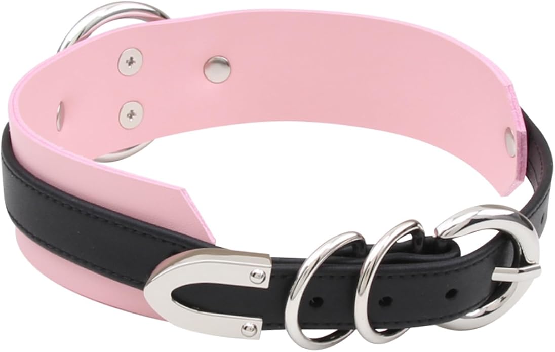 Lookook Fashion O-Ring Faux Leather Choker Necklaces Collar For Womens
