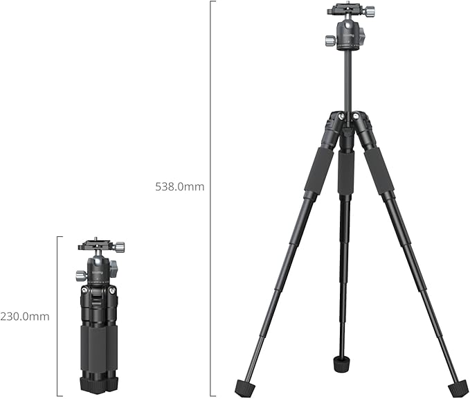 SmallRig VT-20Pro 21.2"/ 53.8cm Mini Tripod for Camera and Phone, Aluminum Alloy Small Desktop Tripod with 360° Ball Head, Table tripods Load Up to 11lb / 5kg