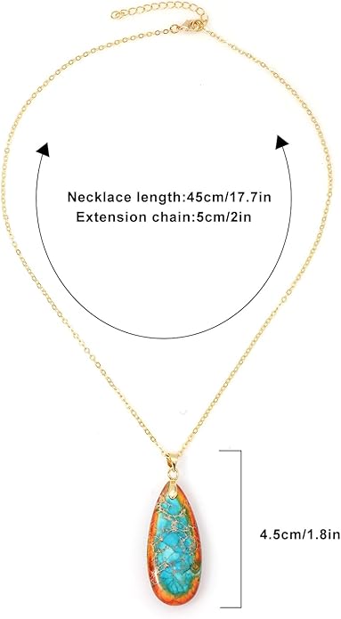 Stone Necklaces for Women Teardrop Gemstone Pendant Necklace Natural Stone Chain Necklaces