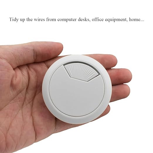 HAHIYO 2Pcs 2Inch/50mm White ABS Plastic Sector-shaped Desk Grommet Wire Grommet Cable Management Cord Hole Cover Desk Wire Hole Insert Wire Organizer for Computer Office Home School Equipment Systems