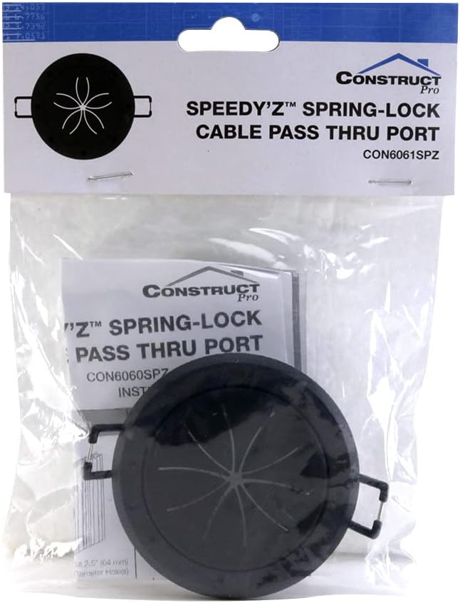Construct Pro Speedy Spring-Lock Cable Pass Through Port, 2 inch Inner Diameter, Black CON6061SPZ