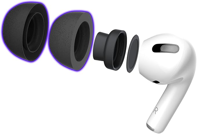 Patented AirFoams Pro Ultra V5.0 Memory Foam Ear Tips with Foam Shield for AirPods Pro 1st & 2nd Gen, Latest Version, Lifetime Replacement, Secure, Comfortable, Replacement Tip (SML)