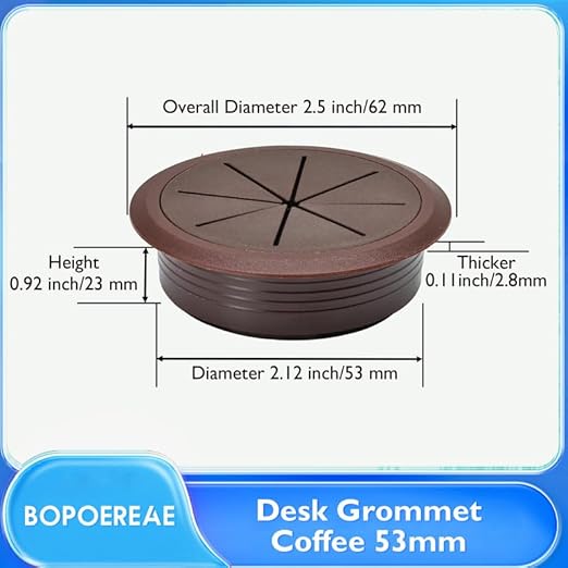 Desk Grommet 2-1/16" (53 mm), Desk Hole Cover for Cables Coffee, Cable Grommet ABS Plastic, Desk Hole Grommet for Office and Home Table Cable, Detachable & Flexible Cable Cord Organizer-4 Pcs