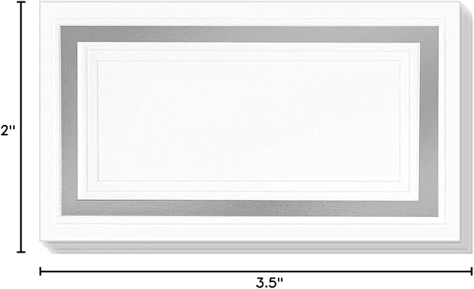 PaperDirect White Cover Stock Place Cards with Silver Foil Border, 100-Pack