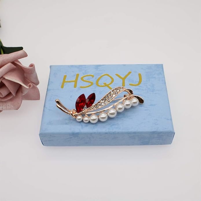 Crystal Pearl Flower Brooches Pins Fashion Beautiful Created Rhinestone Floral Brooch Good Idea for Party Dance Wedding Banquet for Elegant Women Girl