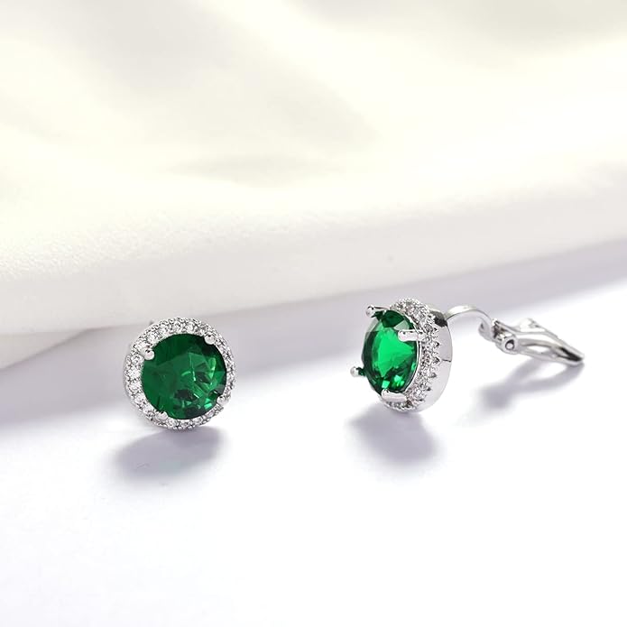 YOQUCOL 10MM Cubic Zirconia Crystal Clip On Stud Earrings Round Non Pierced Earrings for Women