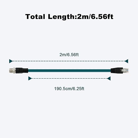 Alvin's Cables M12 X Code 8 Position to RJ45 Ethernet Cable for Cognex in Sight 8200 8400 Series Industrial Camera Shielded Cord IP67 Waterproof 6.5ft/2M