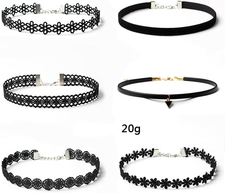 Gothic Black Velvet Choker Set for Womens Vintage Gothic Lace Vampire Choker Necklace Adjustable Layered Lace Chokers Halloween Jewelry