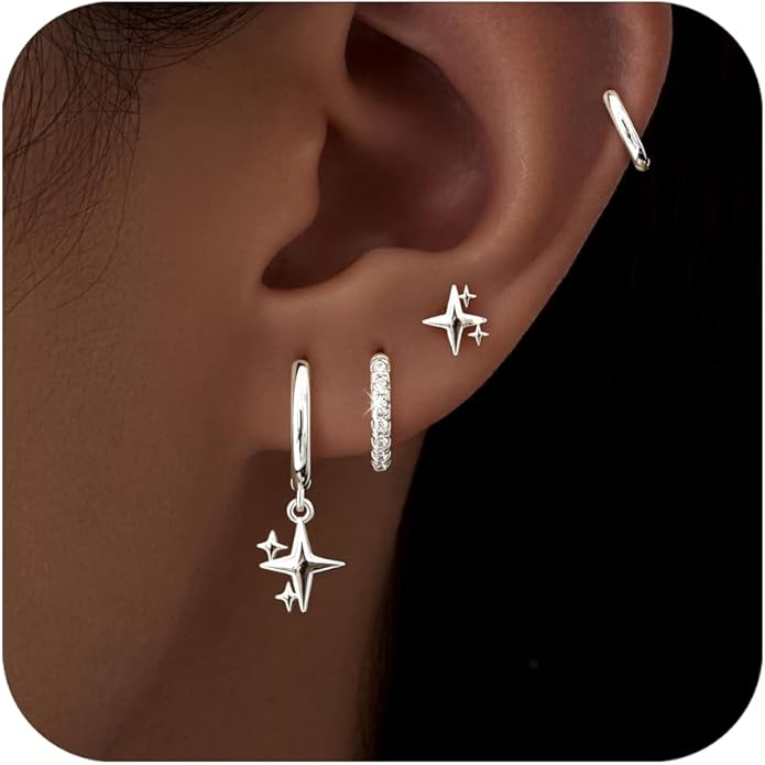 Small Gold Huggie Hoop Earrings Set for Women Men Hypoallergenic 14K Plated Stack Cartilage Earrings, Multiple Piercing Lightweight Mini Thin Cute Dainty Trendy Jewelry Set Christmas Gifts for Women