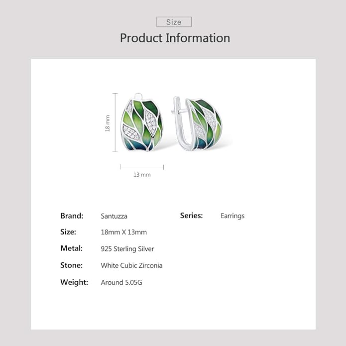 Santuzza 925 Sterling Silver Enamel Pattern Dangle Earrings