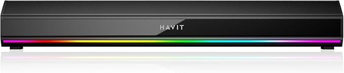 havit Computer Speakers for Desktop PC, Bluetooth 5.3 Pc Soundbar with Dynamic LED Light, HiFi Stereo, Poratble Bluetooth Speaker, Gaming Speakers for PC, Laptop,Tablet