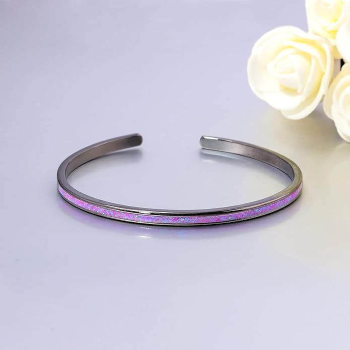 CiNily Womens Cuff Bracelet,Opal Bangle Bracelets Gold Plated Hypoallergenic Ladies Gemstone Open Cuff Bangle Bracelet