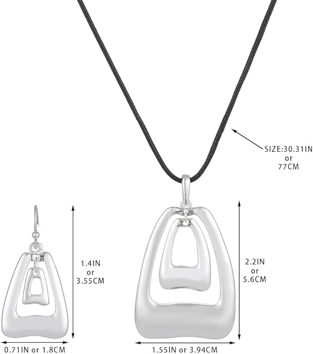 Madison Tyler Gold Plated Jewelry Set for Women | Silver Teardrop Pendant Necklace Trendy | Long Necklace with Snake Chain | Fashion Dangle Earring Set