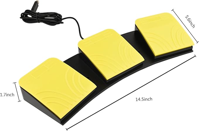 USB Foot Pedal for PC Gaming,Optical Control Foot Switch,Computer Map Mouse Keyboard Hotkey Combination Key Keypress Simulator Program Page Turner Transcription HID (Triple Pedal)