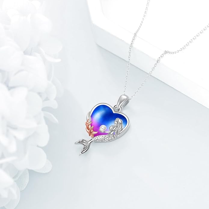 KQF Dragonfly/Butterlfy/Cat/Jellyfish/Bunny/Axolotl/Bee/Mermaid/Hummingbird/Elephant Necklace for Women Sterling Silver Moonstone Pendant Necklace Dragonfly Jewelry Gifts for Women
