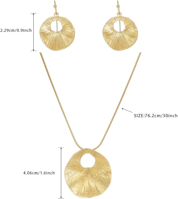 Madison Tyler Gold Plated Jewelry Set for Women | Silver Teardrop Pendant Necklace Trendy | Long Necklace with Snake Chain | Fashion Dangle Earring Set