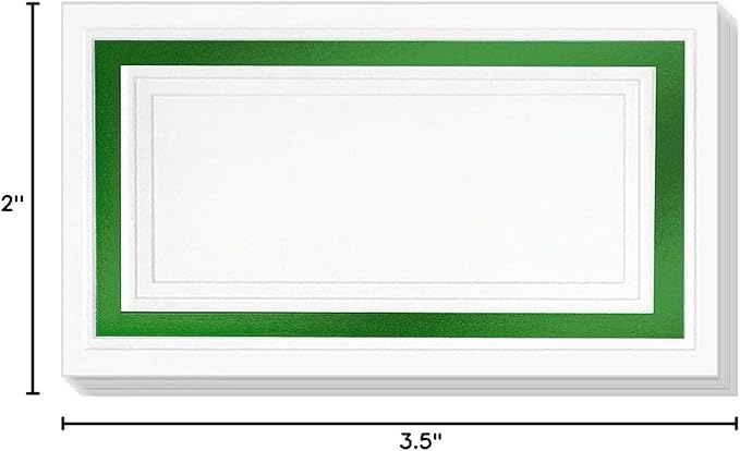 PaperDirect White Cover Stock Place Cards with Green Foil Border, 200-Pack