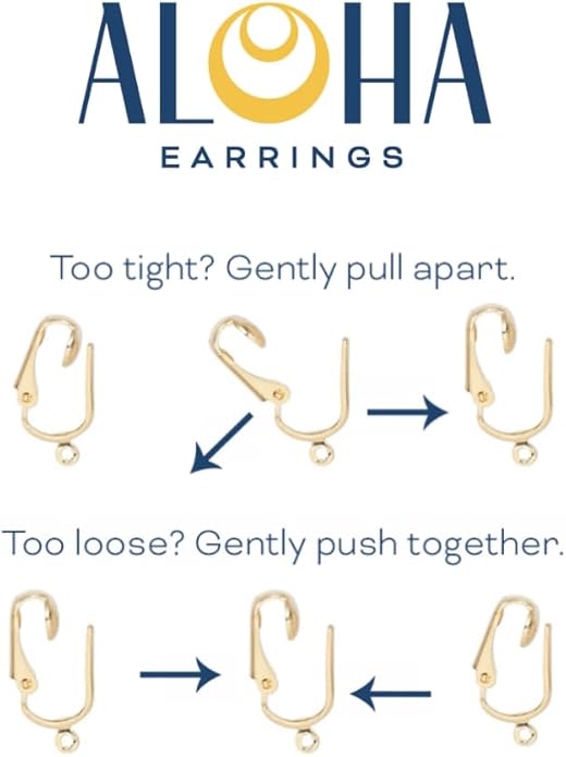 Aloha Earrings Gold Tone Non Pierced Clip On Dangling Earrings