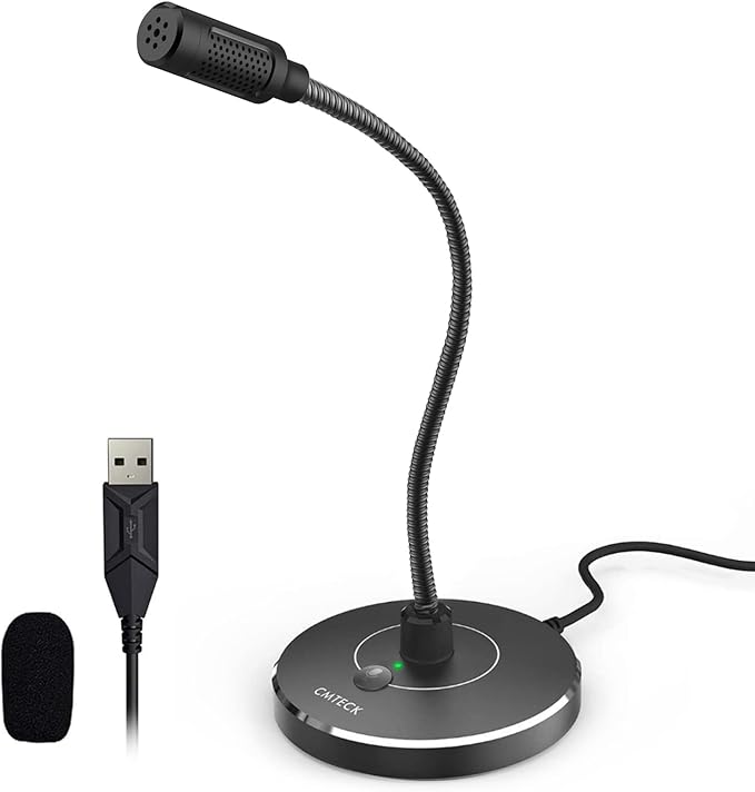 CMTECK USB Computer Microphone G009, Noise-Cancelling Recording Desktop Mic for PC/Laptop for Online Chatting, Home Studio, Podcasting, Gaming, Skype, YouTube with Mute Function(Windows/Mac)