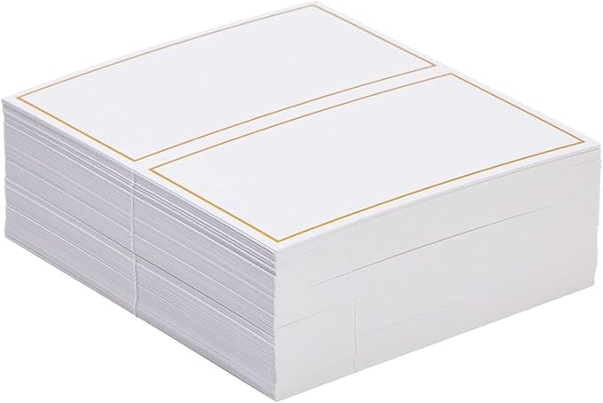 Best Paper Greetings Place Cards for Table Setting - 3.5 x 2 In Folded, Pack of 100, White & Gold - Wedding Name Cards for Reception Seating Chart & Banquet Use