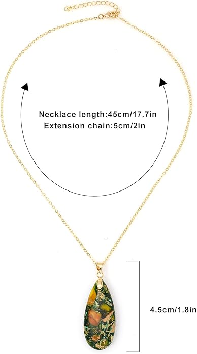 Stone Necklaces for Women Teardrop Gemstone Pendant Necklace Natural Stone Chain Necklaces