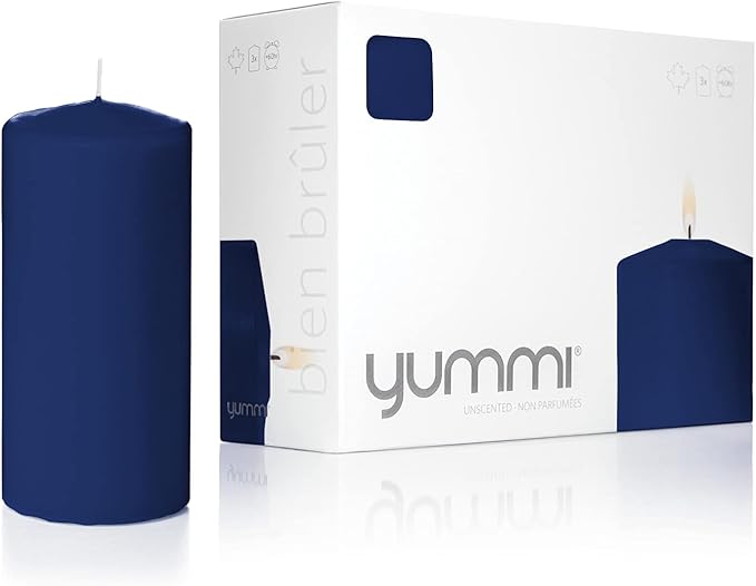 yummi 3" x 6" Navy Blue Round Pillar Candles - 3 per Pack