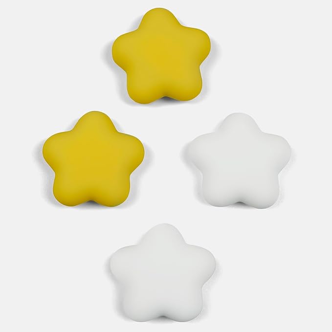 Star-Shaped Thumb Grips for Nintendo Switch 2 4PCS Soft Silicone Joystick Caps, Yellow & White, Anti-Slip