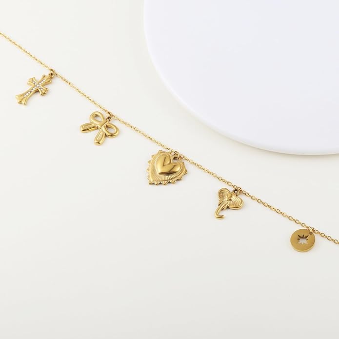 Heart Necklace for Women, 18K Gold Plated Heart Pendant Layered Necklaces Jewelry Gifts Gold Silver