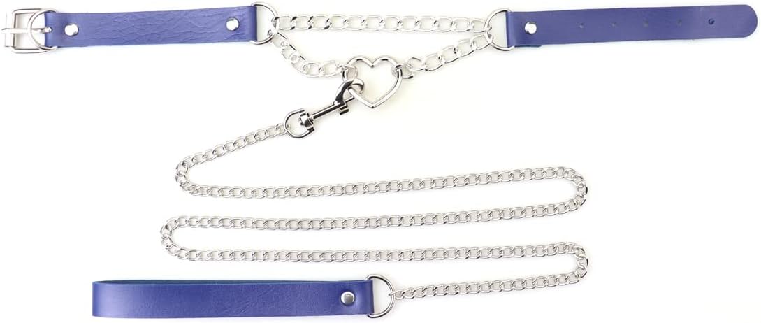 Harajuku Peach Heart Choker Punk Hauling Chain PU Leather Collar Gothic Necklace NightClub Goth Leash Belts