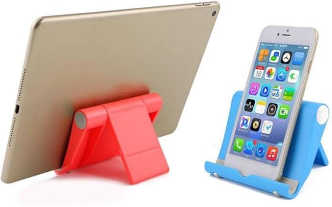 Cell Phone Stand for Desk Foldable Cell Phone Holder Desk Tablet Holder Mobile Phone Dock, Multi-Angle Universal Adjustable Tablet Dock Compatible with Most Cell Phones (Red)
