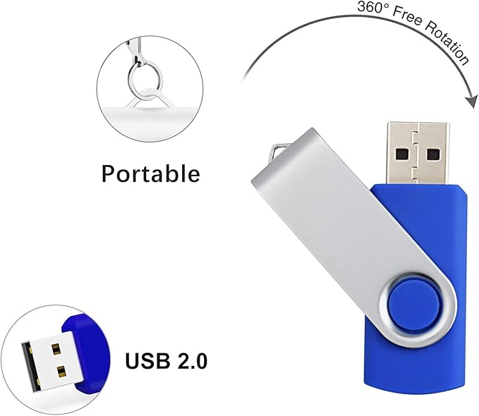 USB for Windows 10 Install Recover Repair Restore Boot USB Flash Drive, 32&64 Bit Systems Home&Professional, Antivirus Protection&Drivers Software, Fix PC, Laptop and Desktop, 16 GB USB - Blue