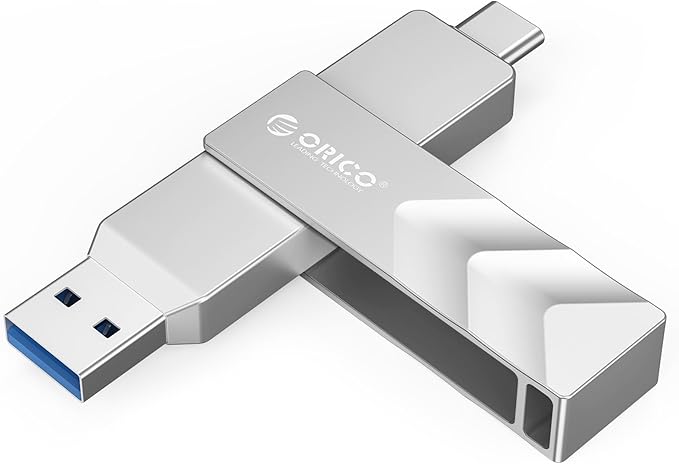 ORICO 512GB Portable Solid State Drive, 1050MB/s Dual-Port Rotating Metal External SSD with 90° Click-Stop, Reliable Storage for iPhone 16, 15 Series, Type-C Smartphone, Mac, Audio, Vehicle - A101