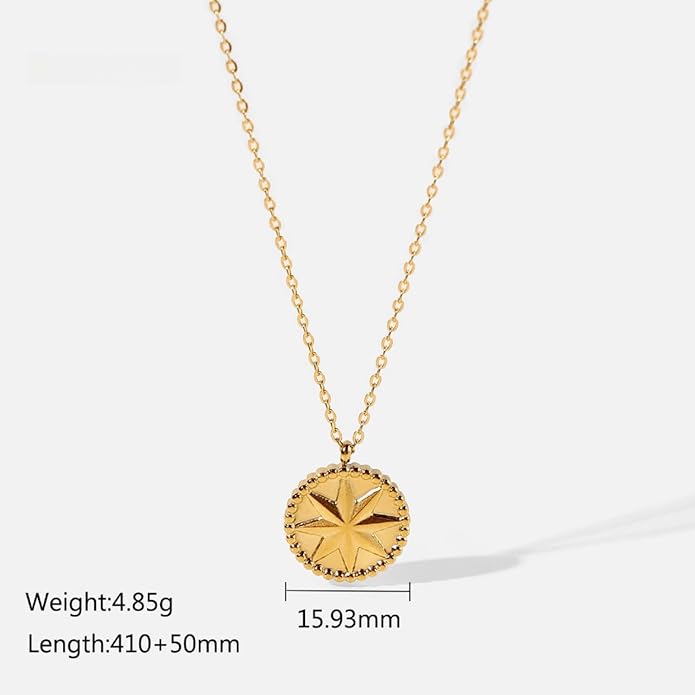 IBARA Women Gold Dianty Necklace Sun Crescent Moon Star Evil Eye Lock Lovely Heart Flower Butterfly Pearl Pendant Coin Necklaces 18K Gold CZ Diamond Filled Chain Boho Beach Simple Handmade Jewelry