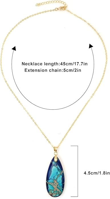 Stone Necklaces for Women Teardrop Gemstone Pendant Necklace Natural Stone Chain Necklaces