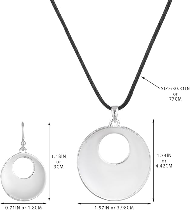 Madison Tyler Gold Plated Jewelry Set for Women | Silver Teardrop Pendant Necklace Trendy | Long Necklace with Snake Chain | Fashion Dangle Earring Set