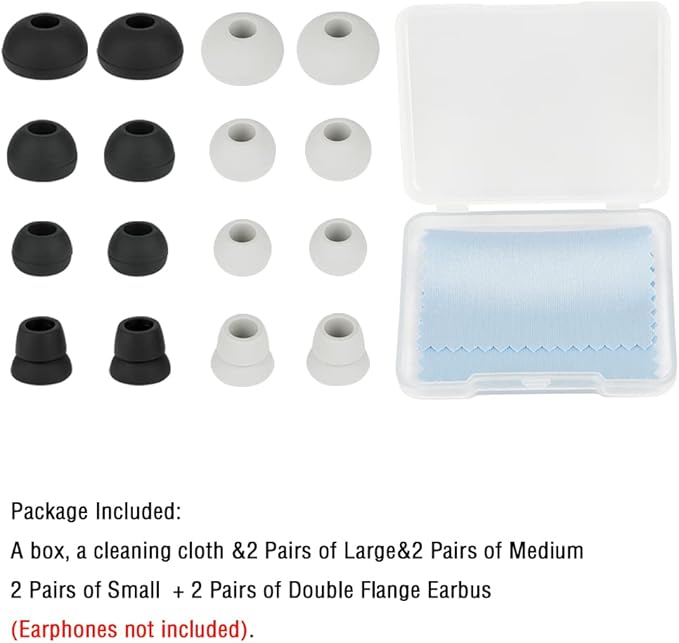 8 Pairs Replacement Earbud Tips Earbud Covers Silicone Tips Compatible with Powerbeats 1/2/3 Wireless Beats by Dre Headphones,Earbud Replacement Tips(Black+Light Gray)