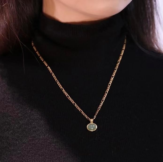 DISTANT DRUMS Simple Natural Green Aventurine Stone Jewelry Set for Women,Hoop Earrings,Bracelet,Necklace,18K Gold-plated Spiritual Gift,Fortunate Stone Jewelry,Choker
