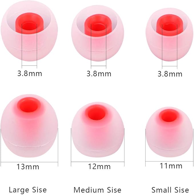 Earbud Replacement Tips Silicone Earbud Tips Headphone Earbud Tips Ear Gels Fit for Inner Hole from 3.8mm - 5.1mm Earphones 9 Pairs S/M/L Clear Red
