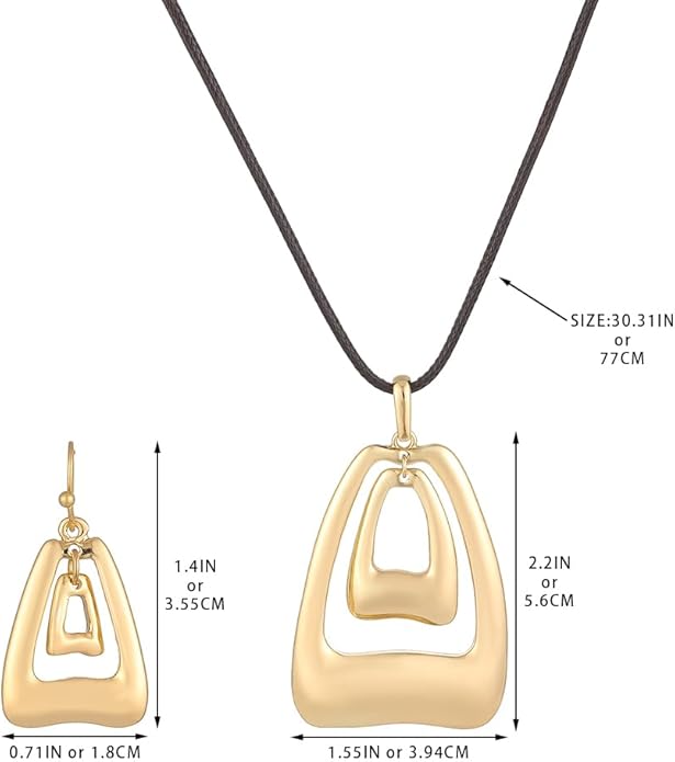 Madison Tyler Gold Plated Jewelry Set for Women | Silver Teardrop Pendant Necklace Trendy | Long Necklace with Snake Chain | Fashion Dangle Earring Set
