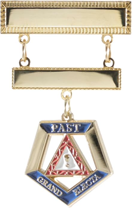 OES Eastern Star Engraved Jewel Nickel or 24K Gold Plated Brooch with choice of charm dangle