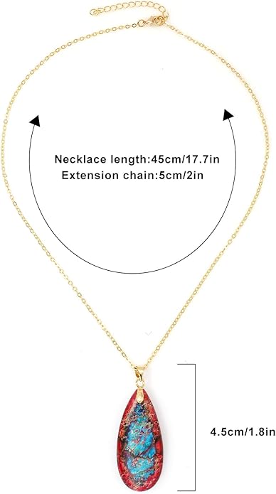Stone Necklaces for Women Teardrop Gemstone Pendant Necklace Natural Stone Chain Necklaces