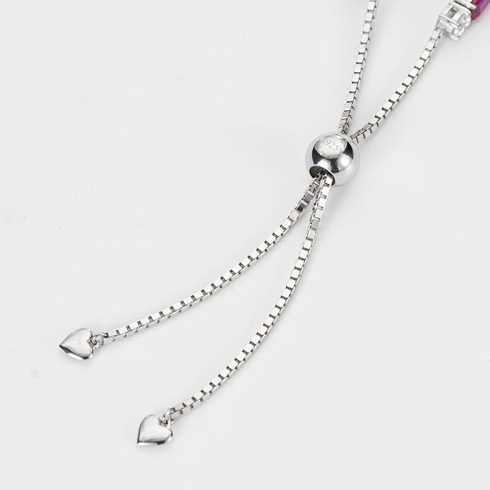 Birthstone Tennis Bracelets for Women White Gold Sterling Silver Gemstone Bracelets Adjustable Chain 6-9 Inchs Jewelry Anniversary Birthday Gifts for Women Mom Wife Her
