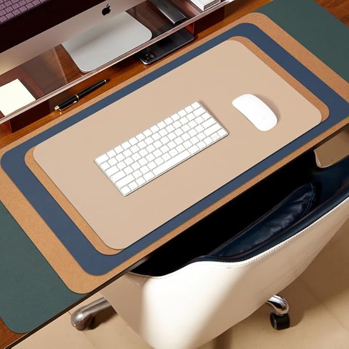 Cork Desk Mat - Dual-Sided Desk Pad for Office and Home - Desk Organization and Accessories - Ideal for Large Mouse Pad and Desk Mats on Top of Desks(Light Green,36"x 17")